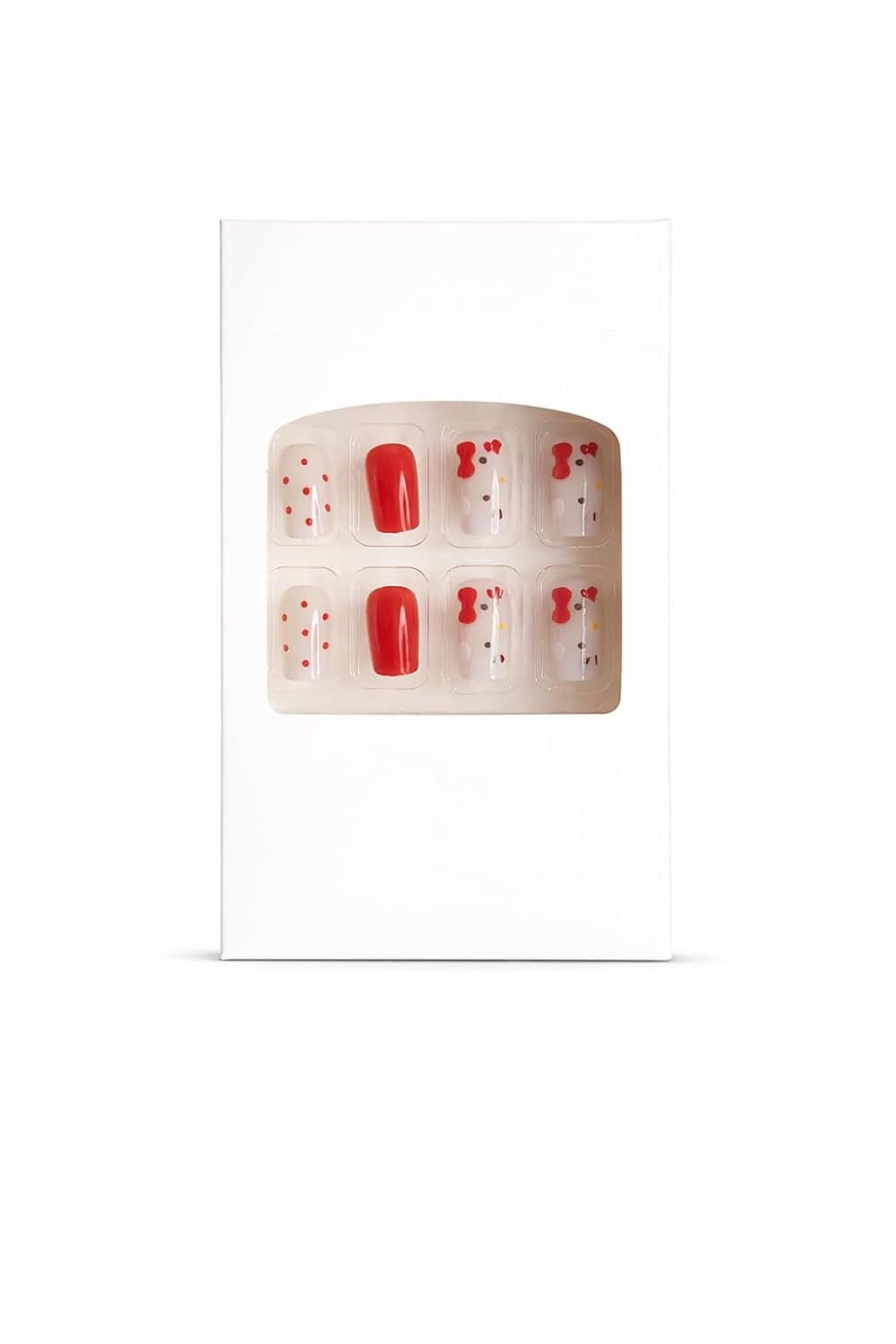Hello Kitty Press-On Nails - Red & White with Cute Character Accents