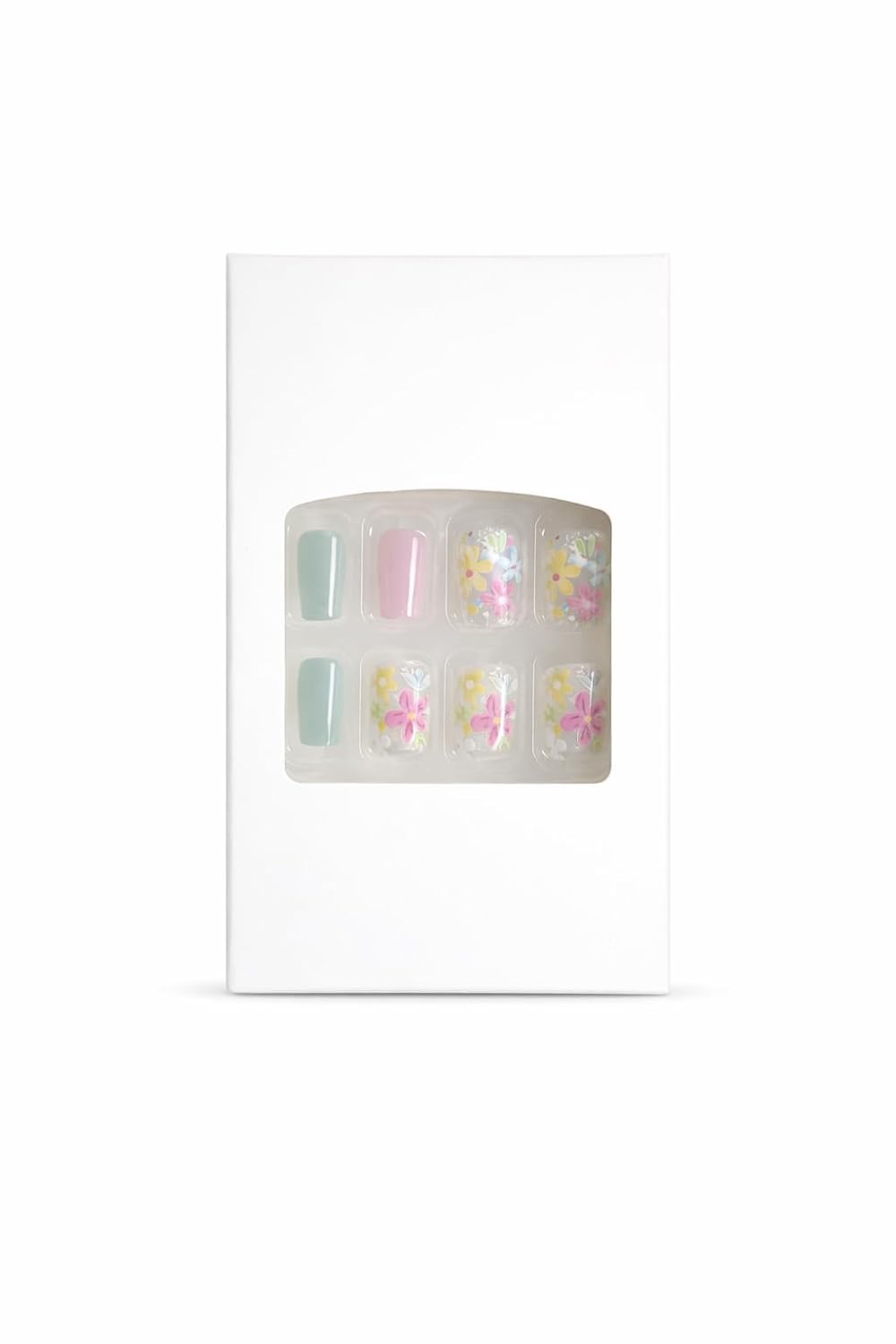 Pastel Floral Press-On Nails - Blue & Pink (24pcs)
