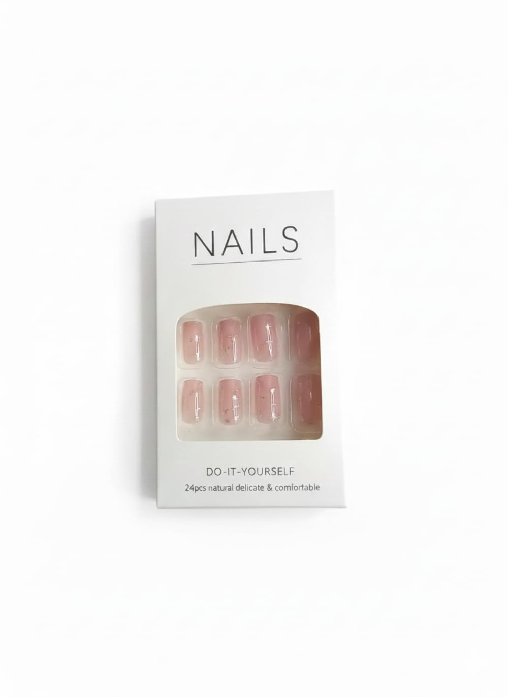 Rose Quartz Sparkle Press-On Nails - Nude to Pink Gradient with Glitter