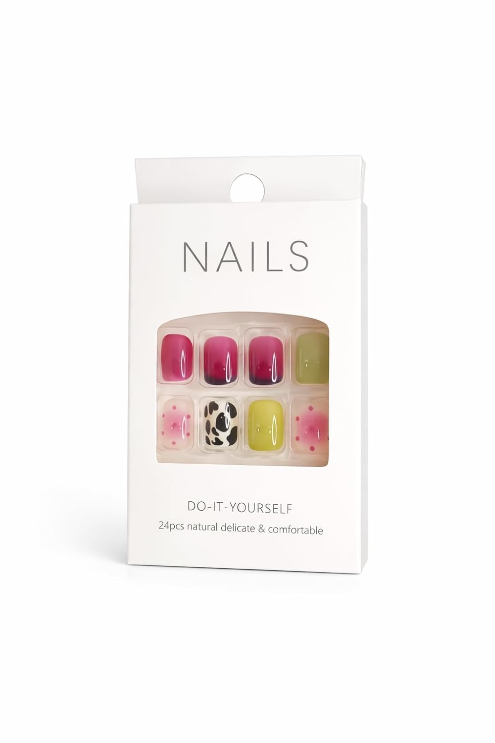 Wild Berry Mix Press-On Nails - Burgundy, Pink, Olive & Cow Print