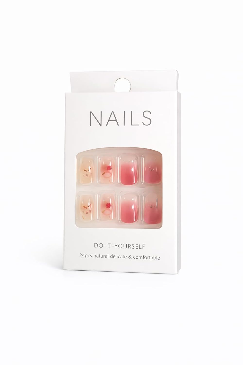 Rosy Gradient Charm Press-On Nails - Pink Ombre with Heart & Bow Accents
