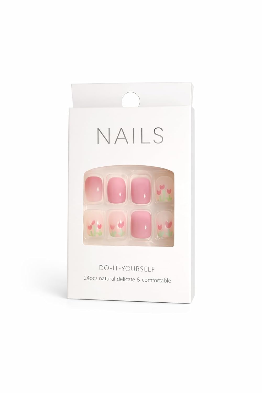 Dusty Rose Floral Press-On Nails - Matte Mauve with Flower Accents