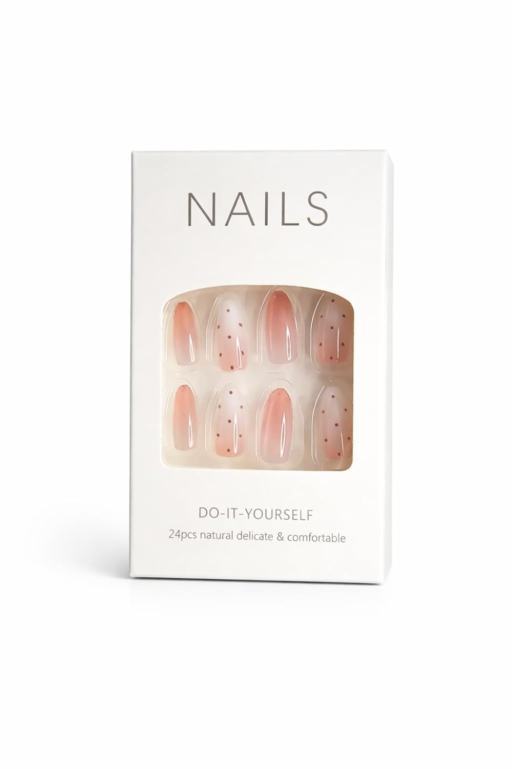 Dusty Rose Gradient Press-On Nails - Nude to Mauve Ombre with Dot Accents