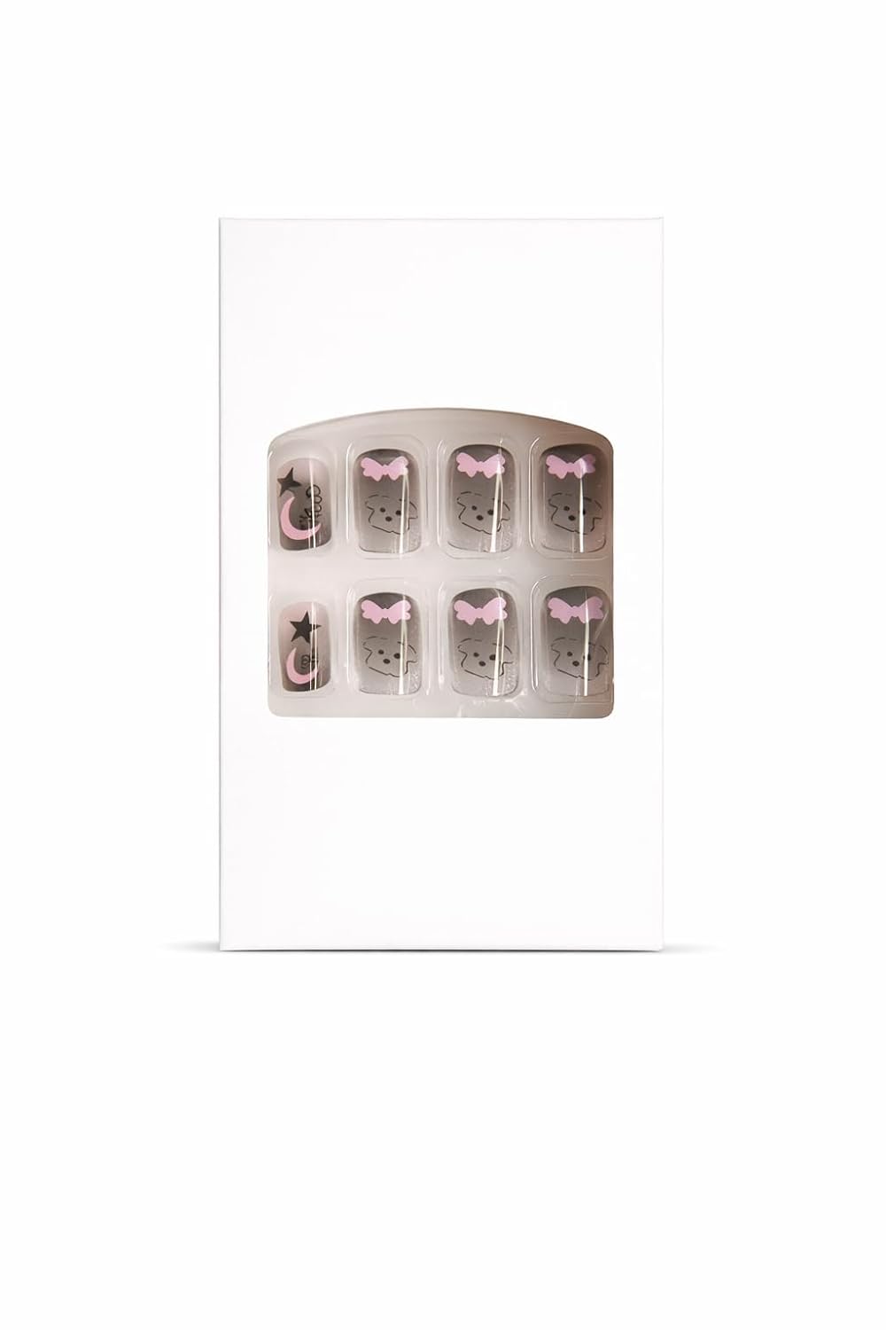Moonlight Magic Press-On Nails - Nude with Moon, Stars & Smile Accents