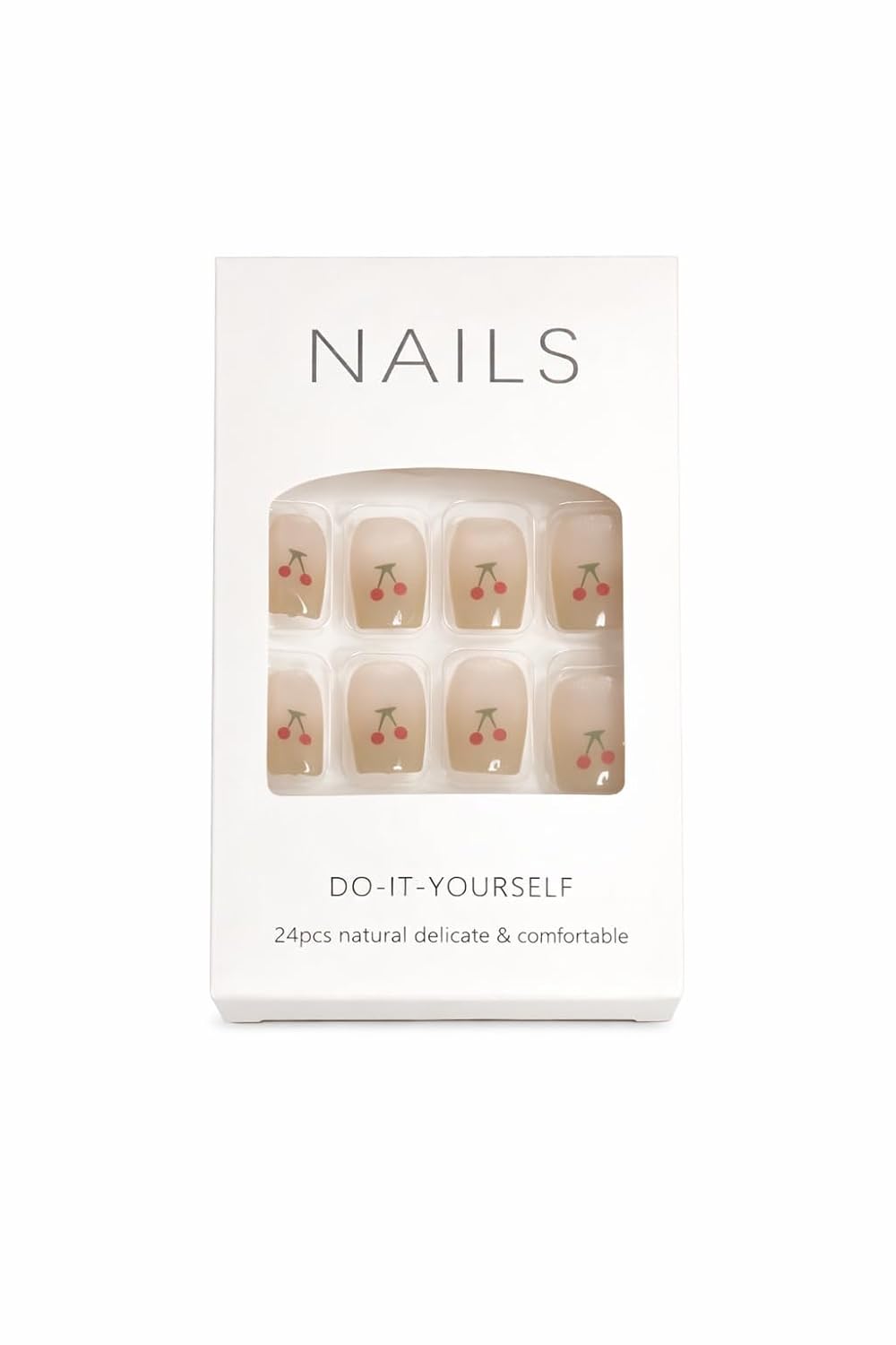 Cherry Design Biege Press-On Nails
