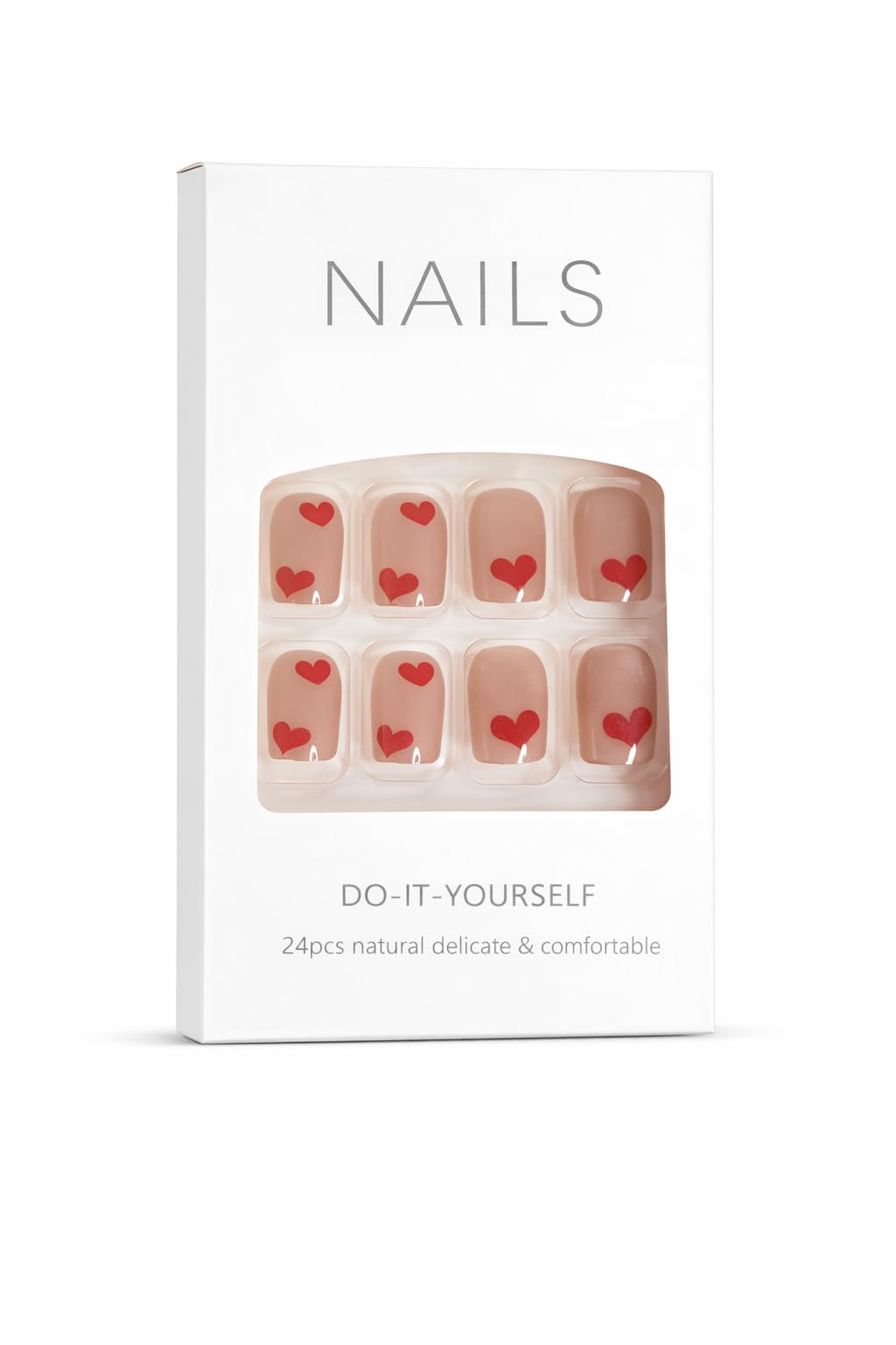 Nude Heart Print Press-On Nails