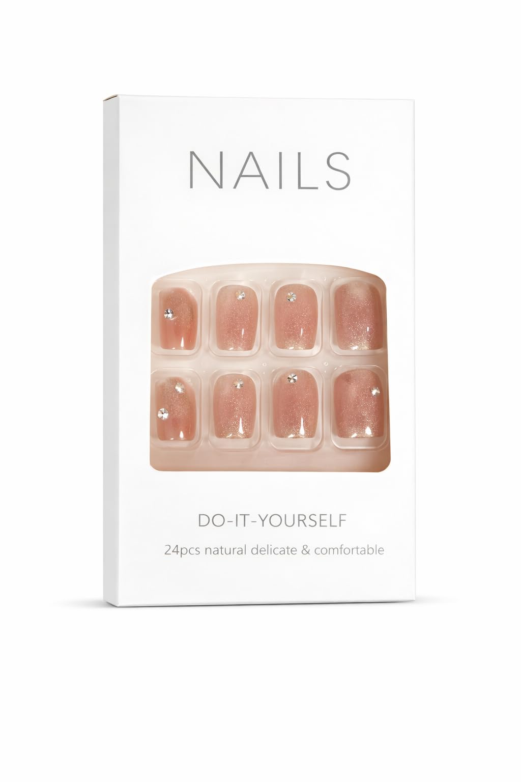 Nude Crystal Shimmer Press-On Nails