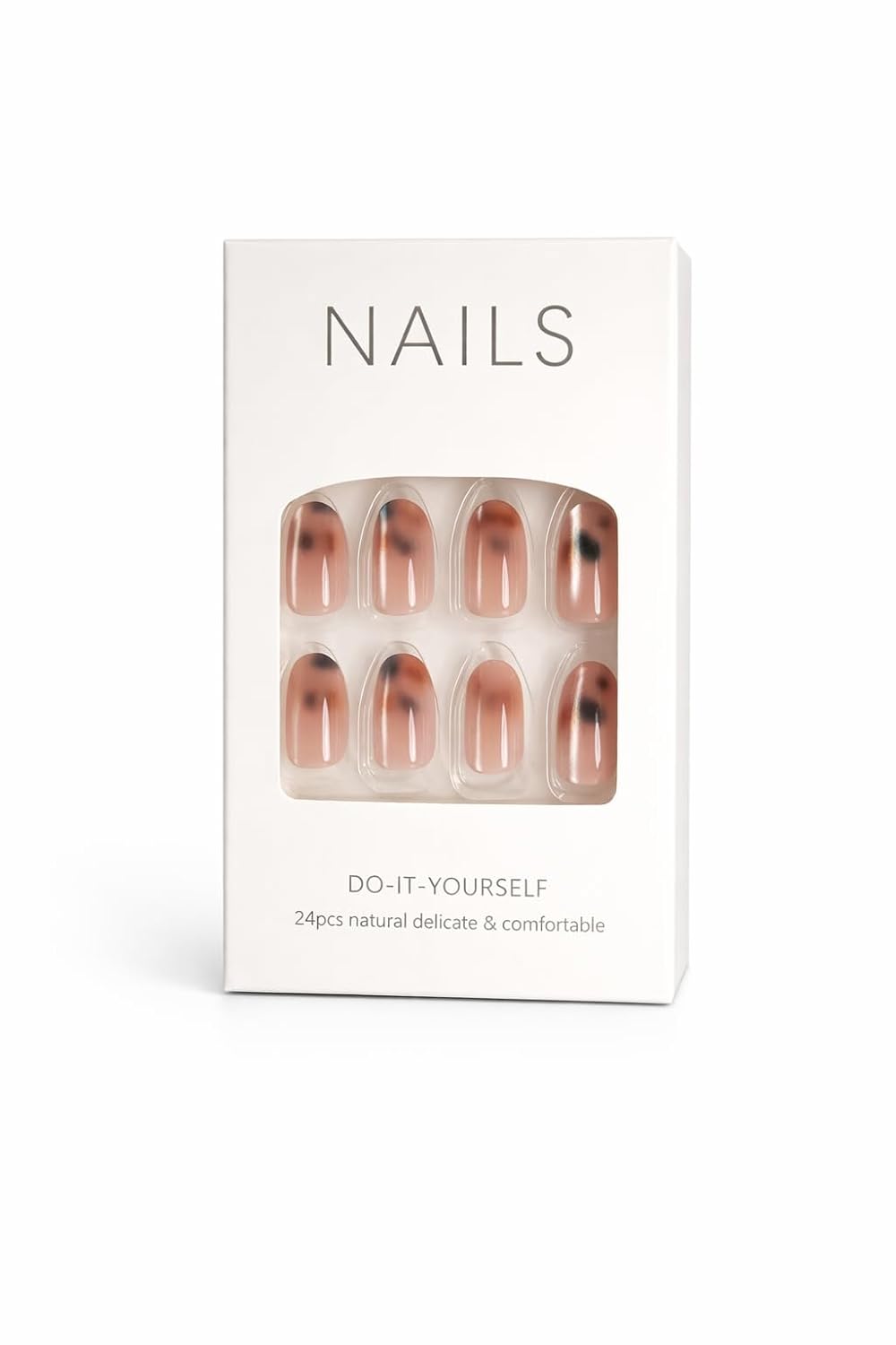 Smoky Chrome Press-On Nails - Nude with Metallic Brown Tips
