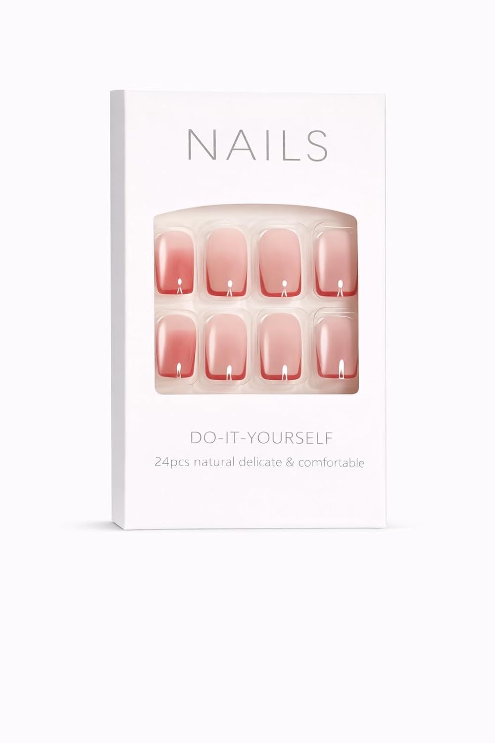 Rose Gradient Press-On Nails - Nude to Burgundy Ombre with Gold Trim