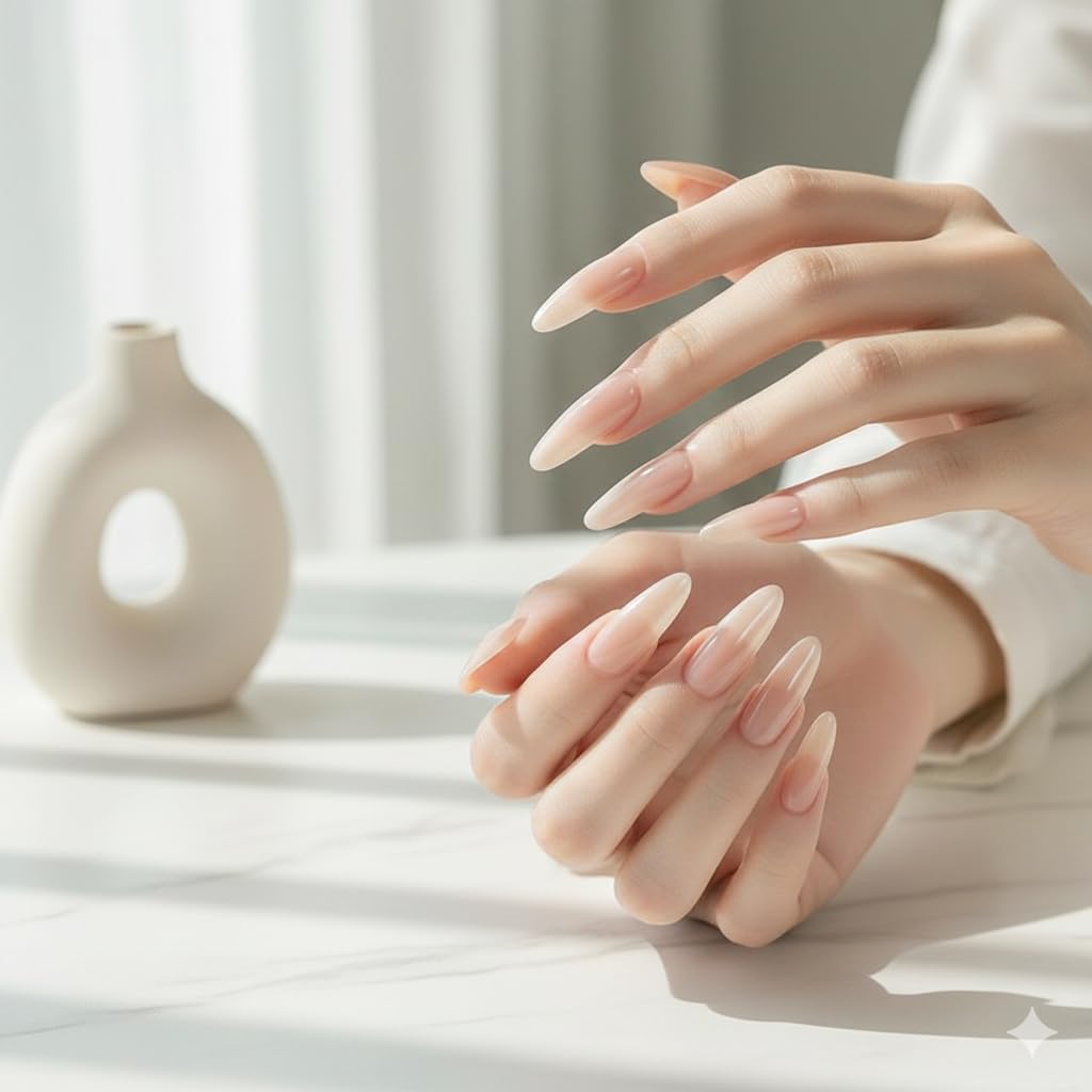 Natural Nude Press-On Nails - Classic Glossy Almond Shape