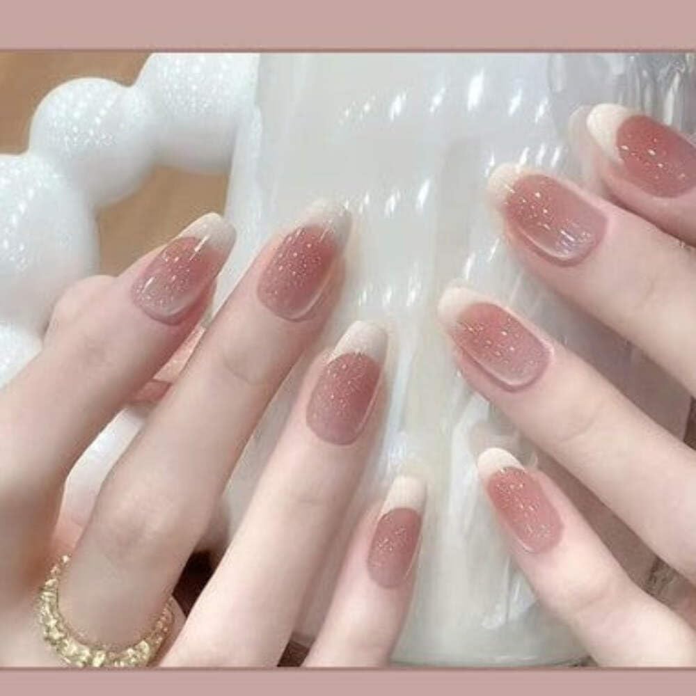Classic French Tip Press-On Nails - Nude & White (24pcs)
