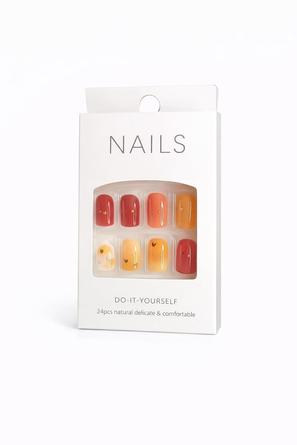 Autumn Fruit Press-On Nails - Orange & Red with Apple & Orange Accents