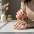Golden Confetti Press-On Nails - Nude with Gold Foil Flakes