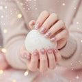 Winter Snowflake Press-On Nails with Festive Designs - 24 Pcs