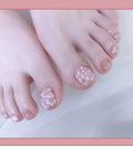 Delicate Floral Press-On Toenails (24 Pcs) – Soft & Elegant DIY Set