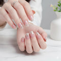 Silver Sparkle Press-On Nails - Soft Pink with Glitter French Tips