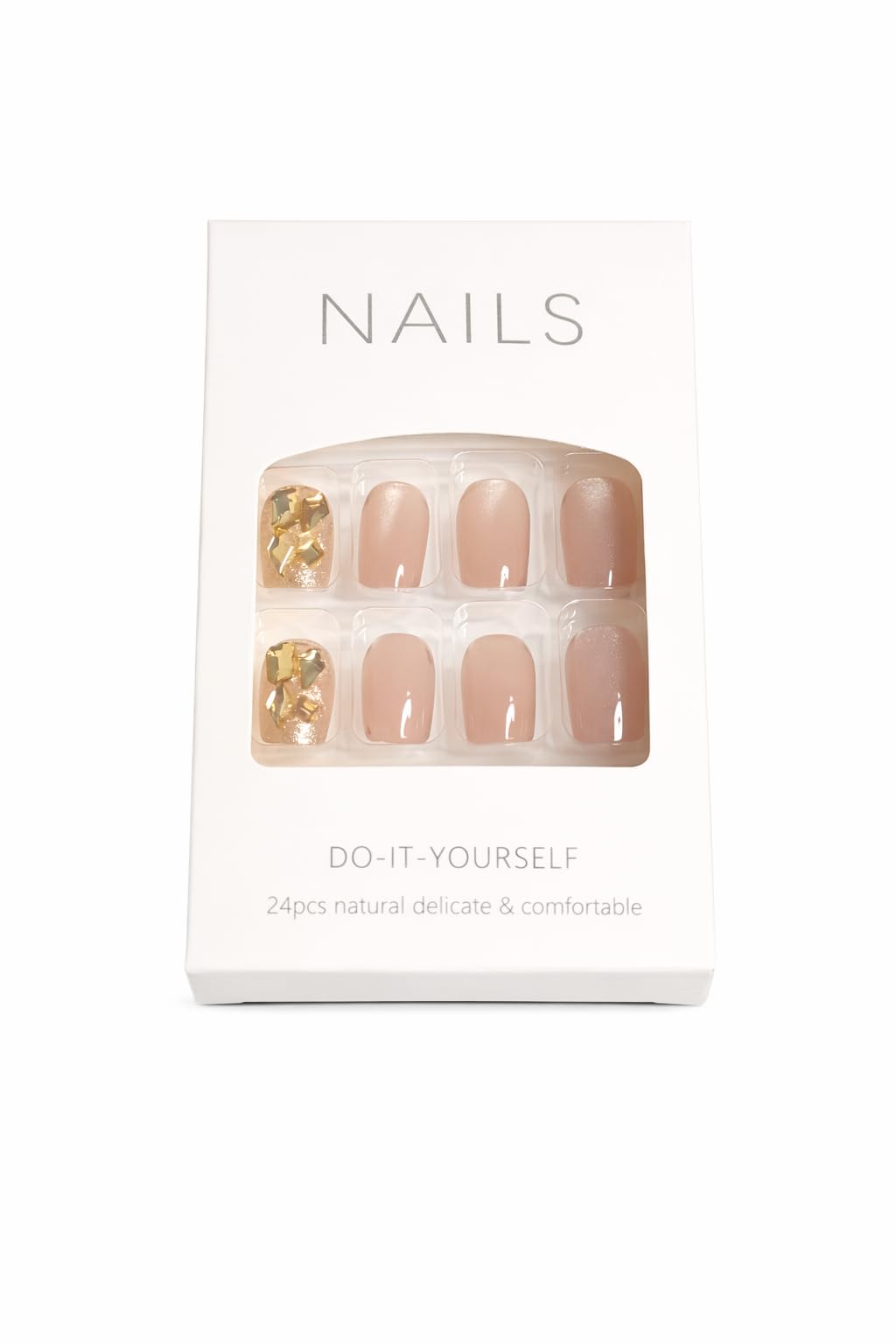 Nude Gold Foil Accent Press-On Nails