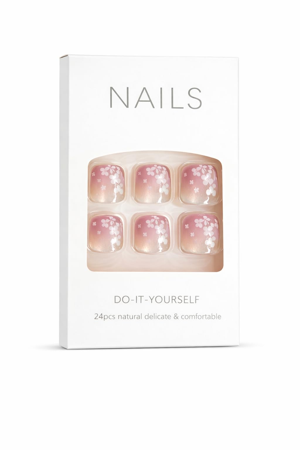 Pink Gradient Cherry Blossom Press-On Toenails (24 Pcs) – Floral DIY Style