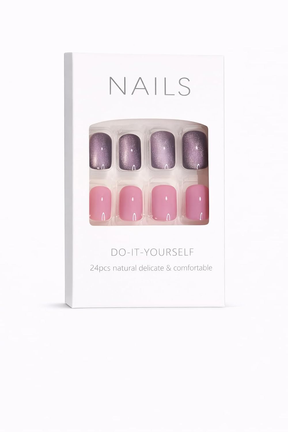 Mauve Chrome Press-On Nails with Chocolate Brown - 24 Pcs