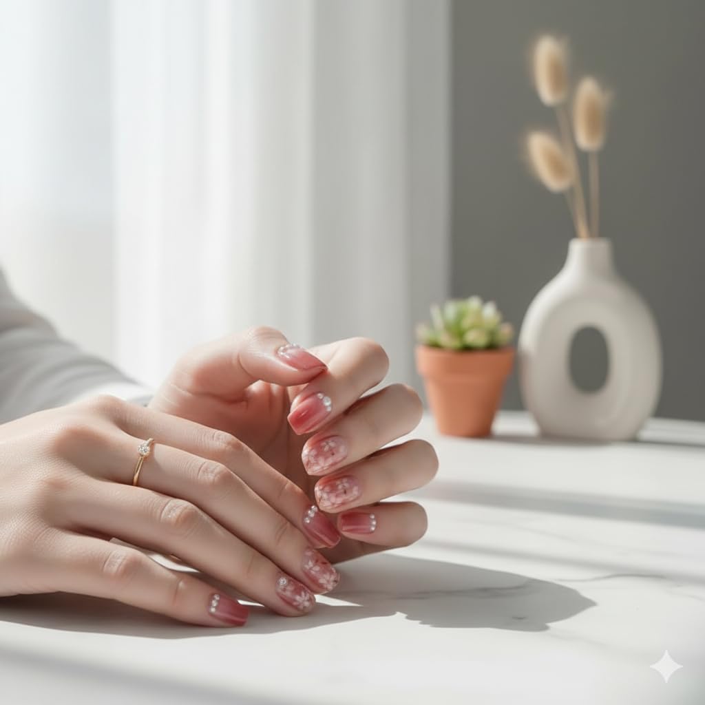 Rosy Marble Elegance Press-On Nails