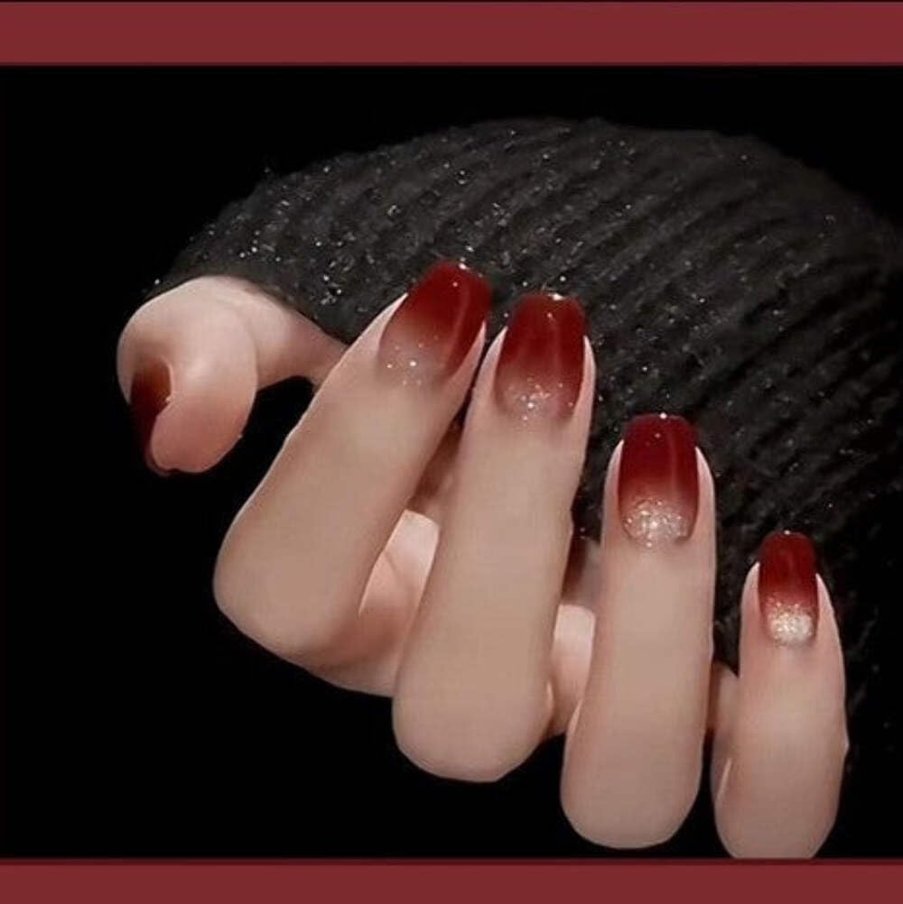 Wine Red Glossy Press-On Nails