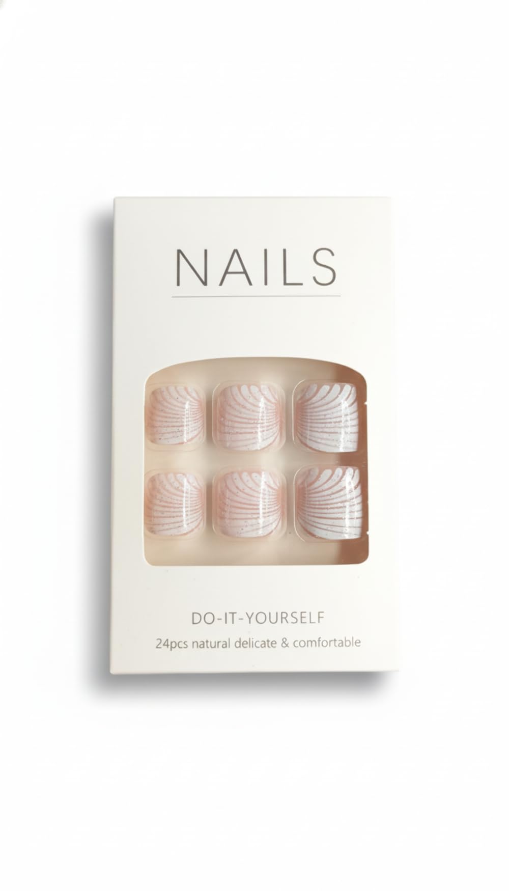 White Shell Design Press-On Toenails (24 Pcs) – Elegant DIY Toenails