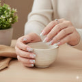 Garden Bloom Press-On Nails - Nude with Pastel Floral French Tips