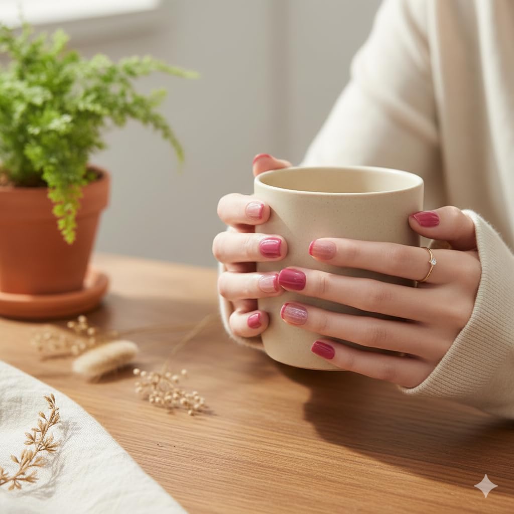 Rose Gradient Press-On Nails - Pink Ombre with Pearl Accents