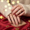 Lucky Charm Press-On Nails - Nude with Red Hearts & Bow Accents