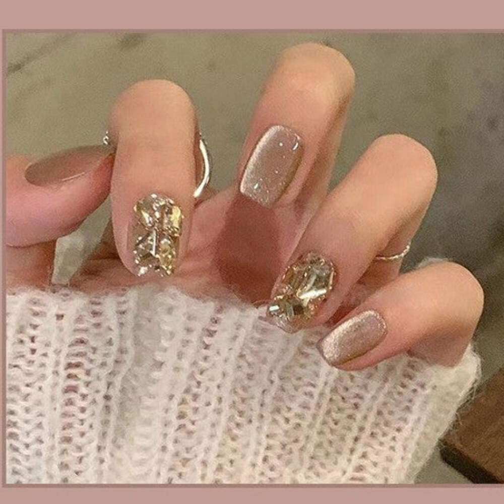 Nude Gold Foil Accent Press-On Nails