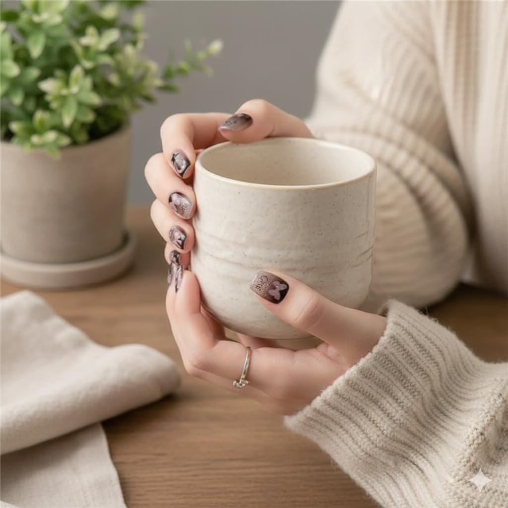 Moonlight Magic Press-On Nails - Nude with Moon, Stars & Smile Accents