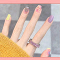 Pastel Rainbow Press-On Nails - Pink, Purple, Yellow & Glitter Mix