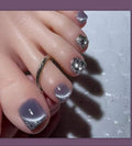 Purple & Silver Glitter Press-On Toenails (24 Pcs) – Glam DIY Toenails