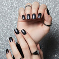 Midnight Chrome Press-On Nails - Black Metallic Shimmer